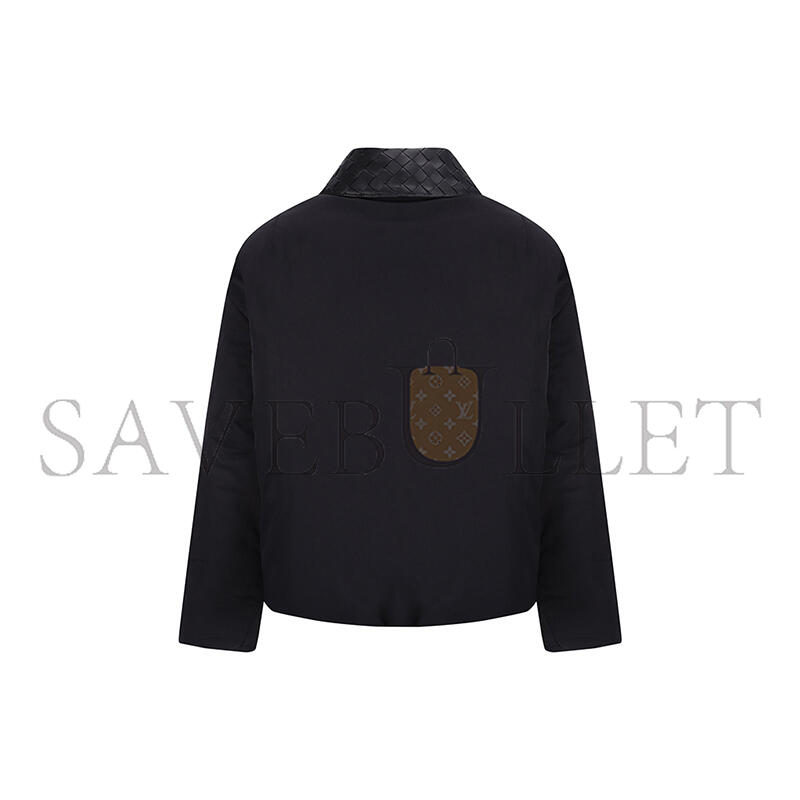 BOTTEGA VENETA INTRECCIATO LEATHER-TRIMMED MATTE-SHELL DOWN JACKET BLACK 